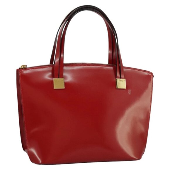 CELINE Hand Bag Patent leather Red Gold - Picture 1 of 14